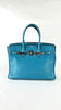 Preowned. Hermes Birkin 30 Blue Jean Togo PHW. Square K39C|4763