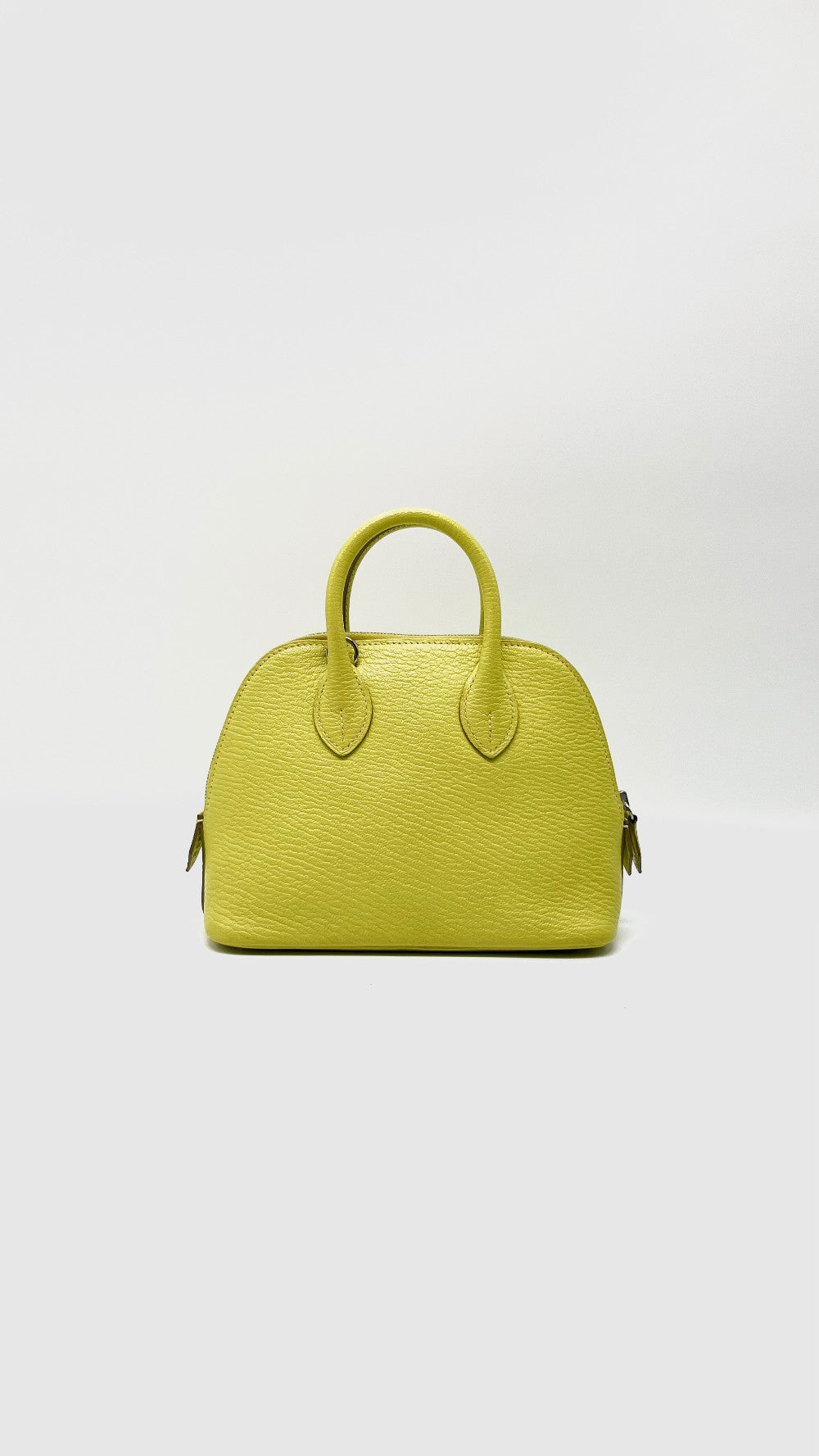 Preowned. Hermes Mini Bolide Lime Chevre PHW. ASA006GK|13447