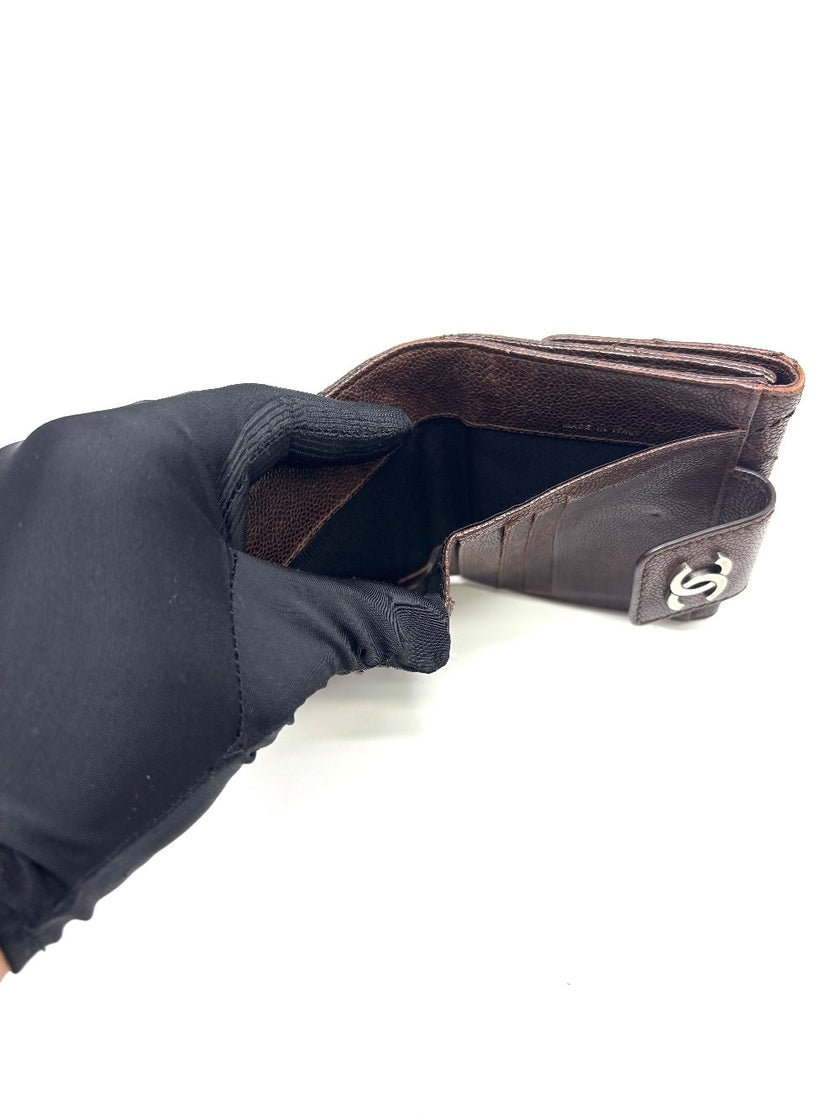 Preowned. Chanel Bifold Wallet Brown Caviar SHW. 10776392|16962