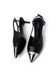 Unused. LV Slingback Kitten Heels Black. 36.5|8954