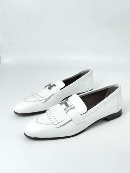 Brand New. Hermes Royal Loafers Blanc PHW. 38.5|7351