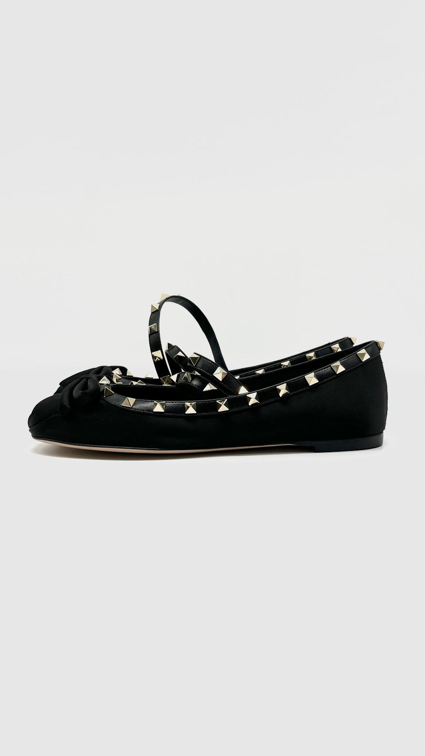 Brand New. Valentino Satin Ballet Flats Black. 39|13847