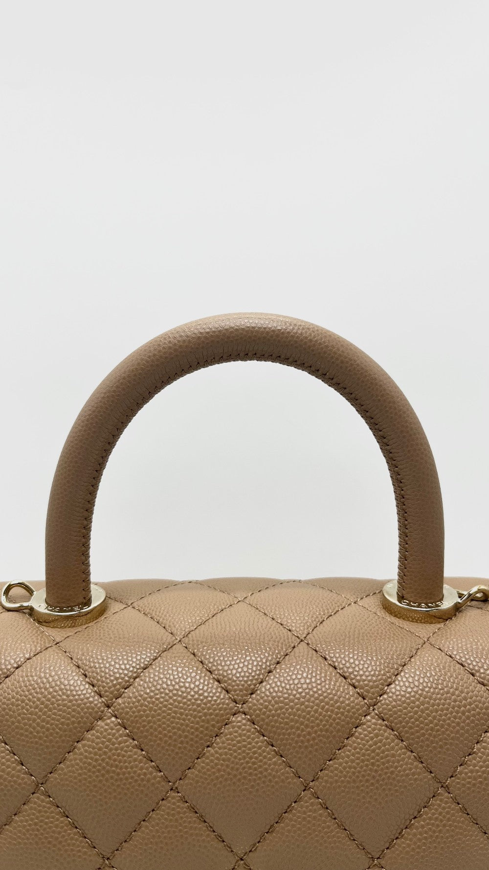 Brand New. Chanel Coco Handle Small Dark Beige Caviar GHW. A6GN5C11|16609