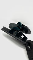 Unused. Hermes Chypre Velvet Black/Dark Green. 37|15376