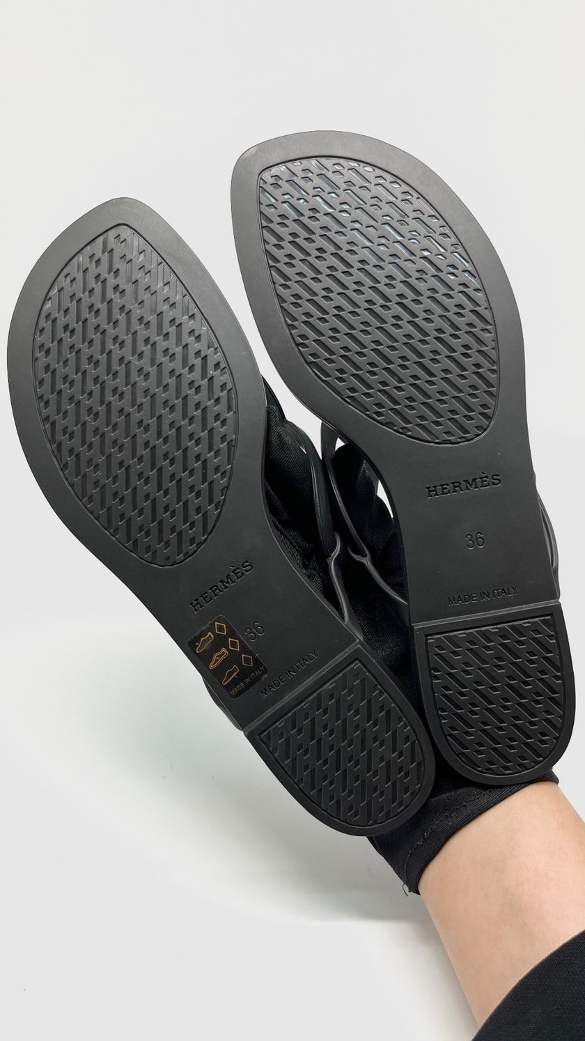 Brand New. Hermes Egerie Sandals Black. 36|11577