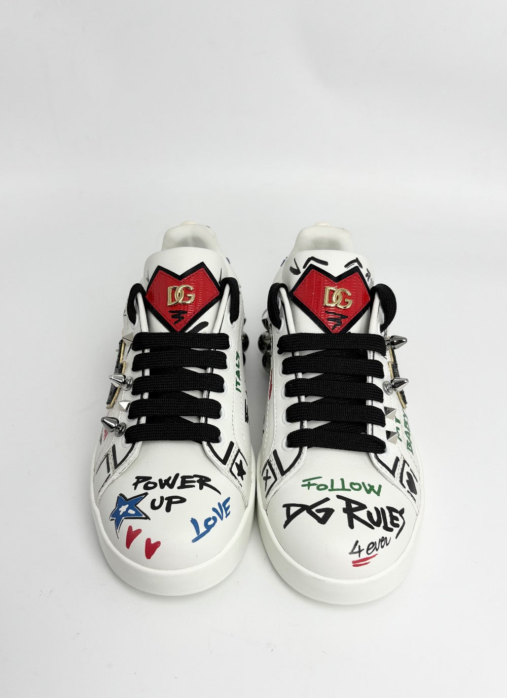 Brand New. Dolce & Gabbana Portifino w/ Patch White Sneakers. 36.5|12885