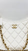 Unused. Chanel Quilted Hobo Chain White Lambskin GHW. L7CLTNEC|12327