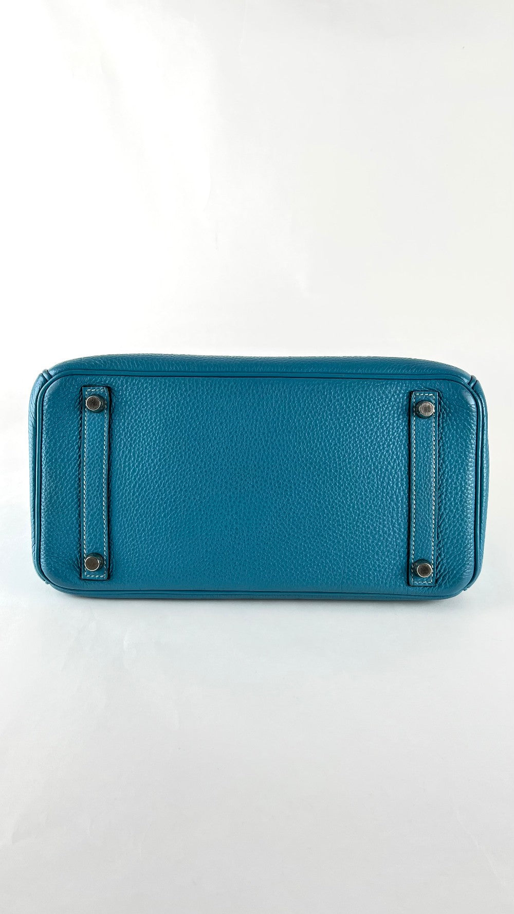Preowned. Hermes Birkin 30 Blue Jean Togo PHW. Square K39C|4768