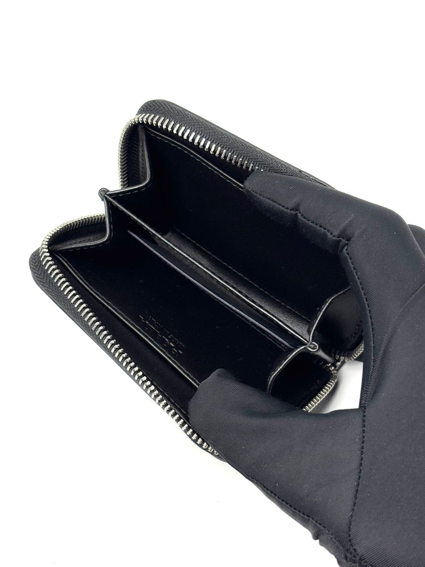 Brand New. Prada Zip Card Holder Black Calfskin|7223