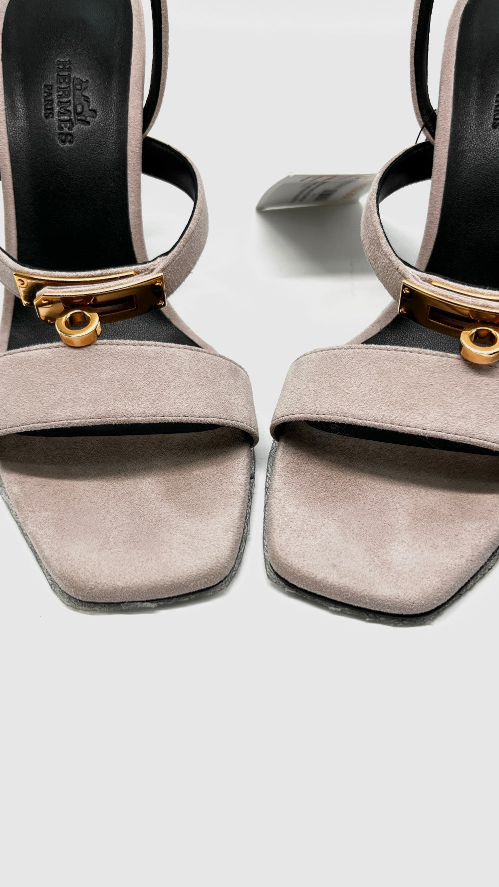 Brand New. Hermes Glamour Heels Suede Rose Porcelaine. 37.5|11340