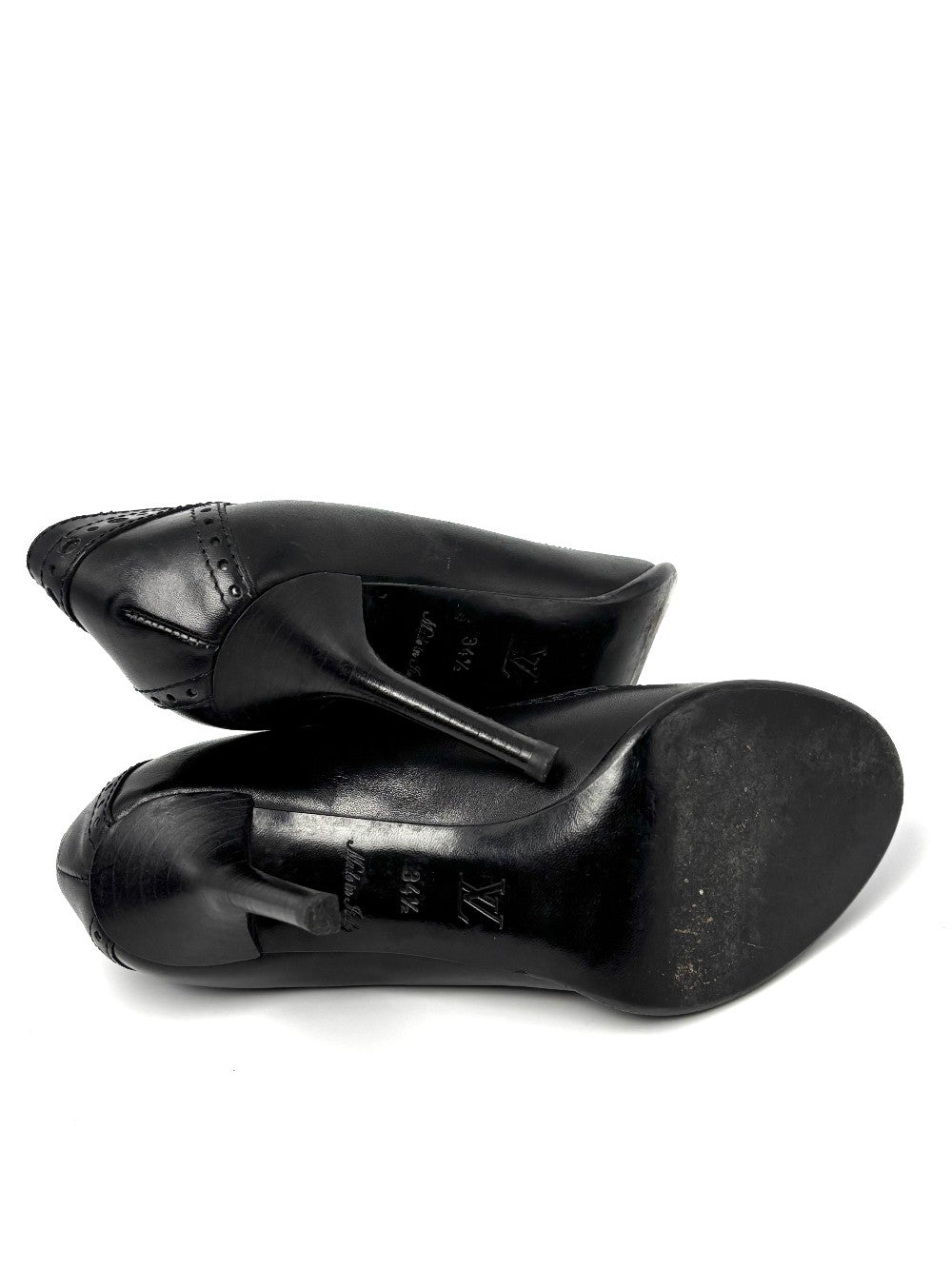 Like New. LV Open Toe Low Heel Black. 34.5|10693