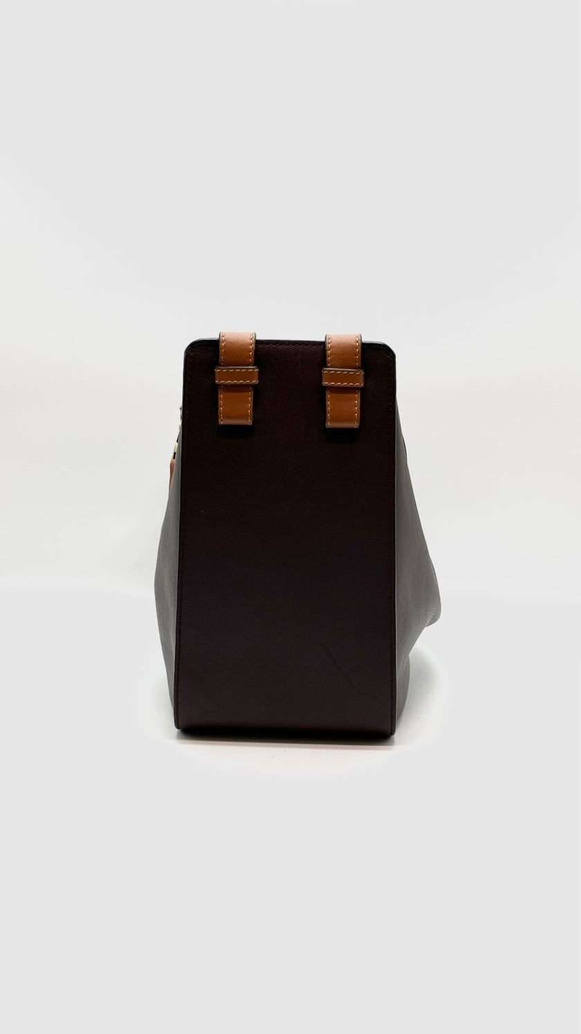 Preowned. Loewe Hammock Small Bicolor Dark Brown/Camel|16092