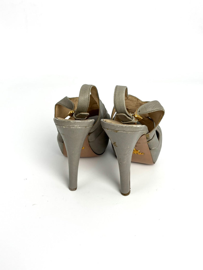 Brand New. Prada Heel Gray. 35|10712