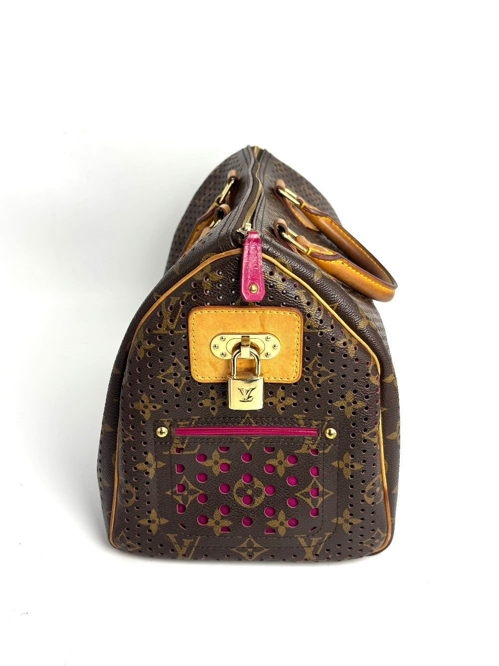 Preowned. LV Speedy 30 Monogram/Fuchsia Perforated. SP0038|12971