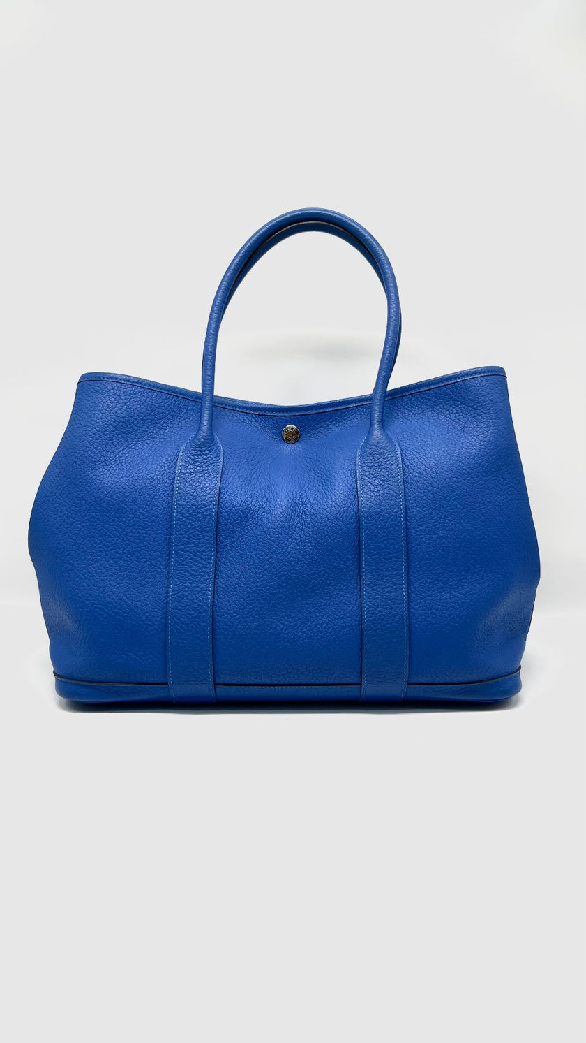Preowned. Hermes GPT 36 Blue Hydra Clemence PHW. Square PQN1|13899