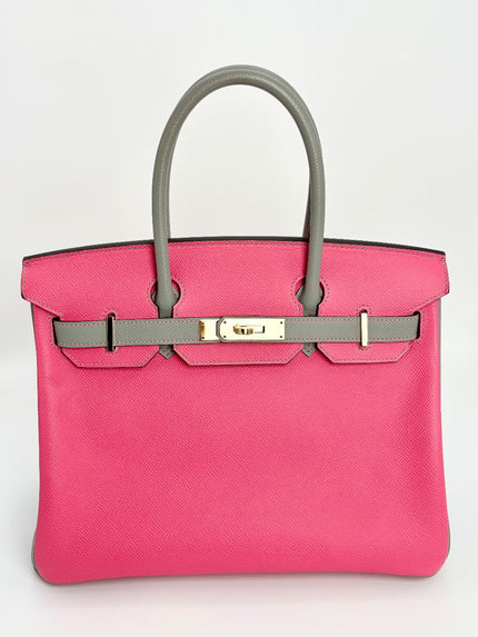 Preowned. Hermes Birkin 30 HSS Rose Azalee/Gris Asphalt. AAS473NB|3288