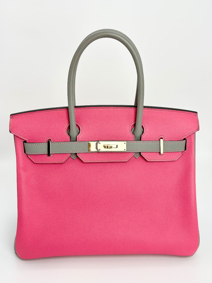 Preowned. Hermes Birkin 30 HSS Rose Azalee/Gris Asphalt. AAS473NB|3288
