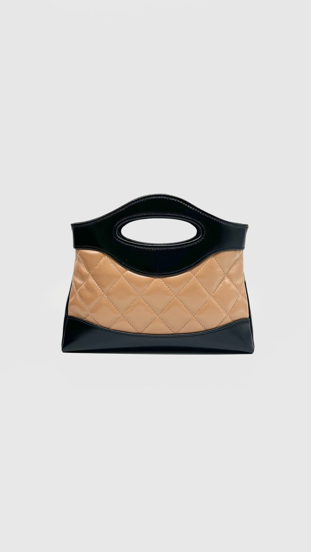 Like New. Chanel 31 Nano Calfskin Beige/ Black GHW. H9XUA13G|11385