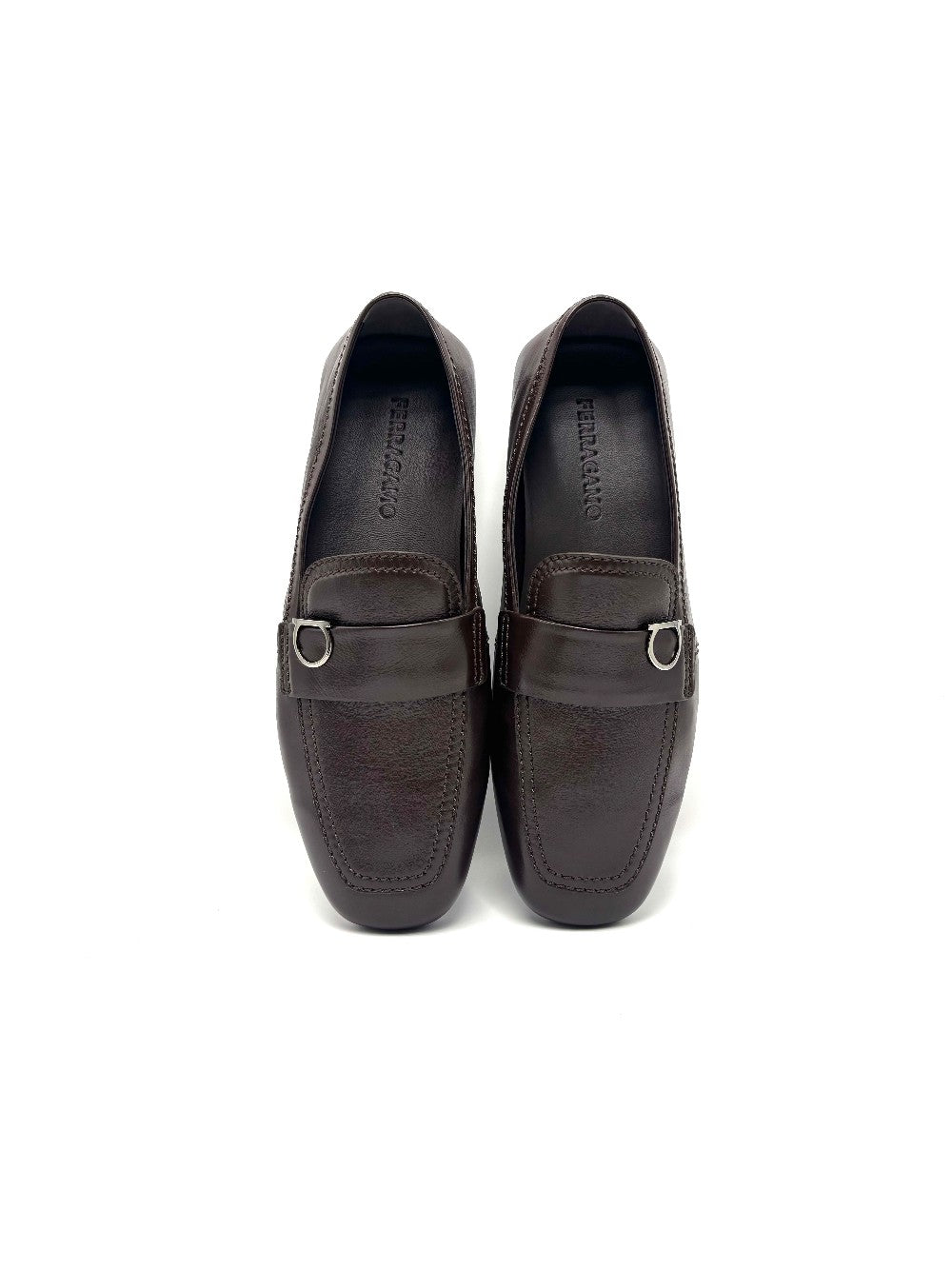 Unused. Ferragamo Gancini Loafers Brown. 7 EEE|17417
