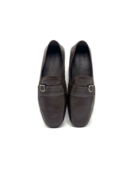 Unused. Ferragamo Gancini Loafers Brown. 7 EEE|17417