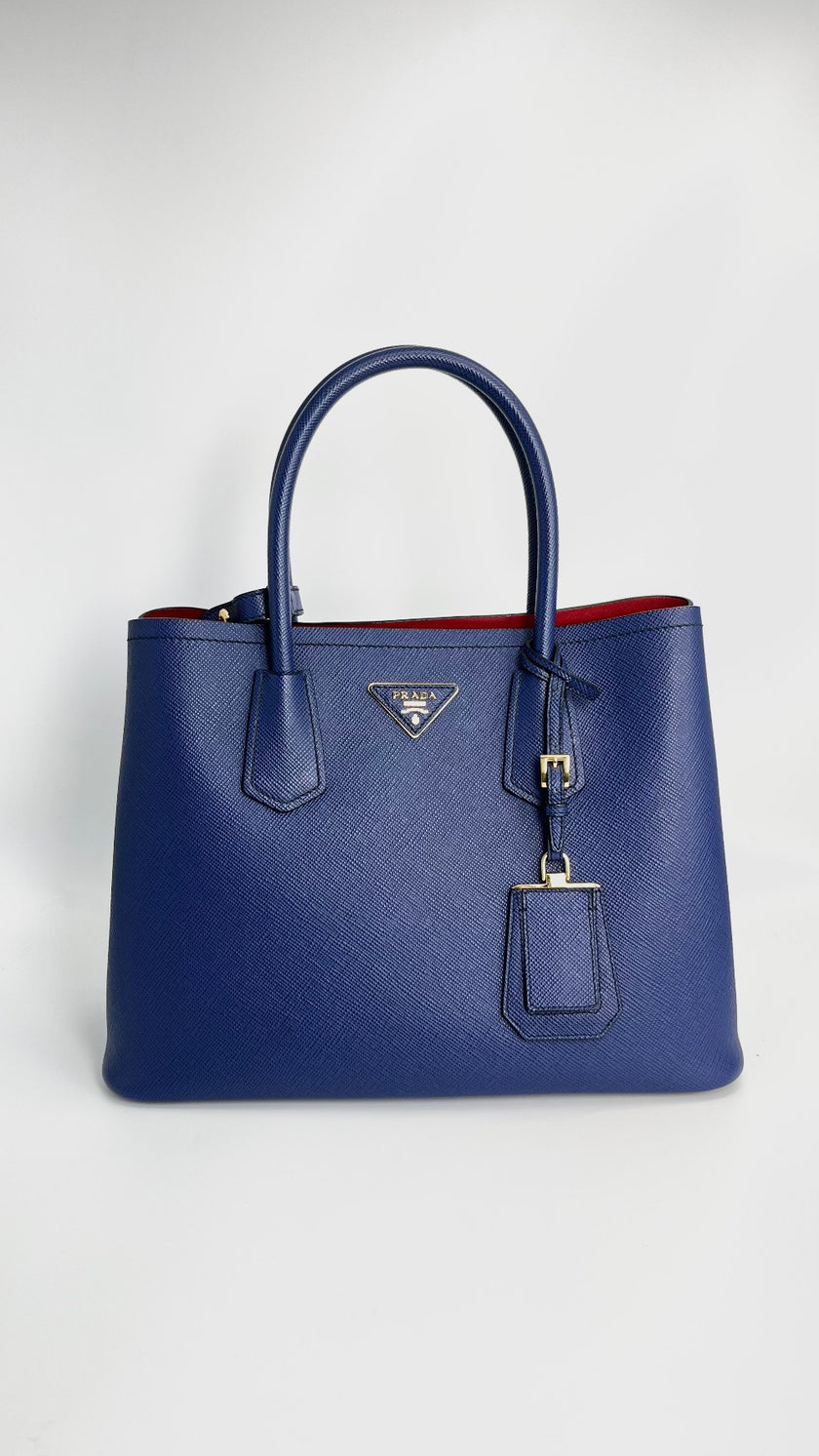 Preowned. Prada Saffiano Two Way Blue|4462
