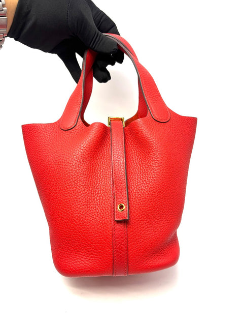 Preowned. Hermes Picotin 18 Rouge Casaque Togo GHW. DAC012AT|17976