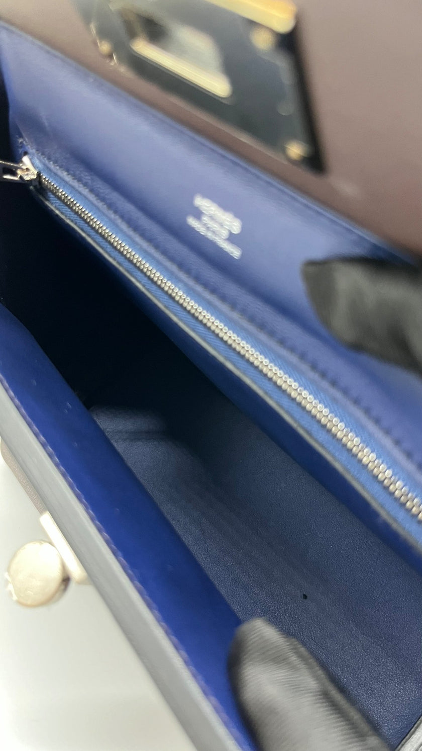 Brand New. Hermes Mini 24/24 Togo Rouge Sellier/Blue Sapphire PHW. ZHT257KM|4996