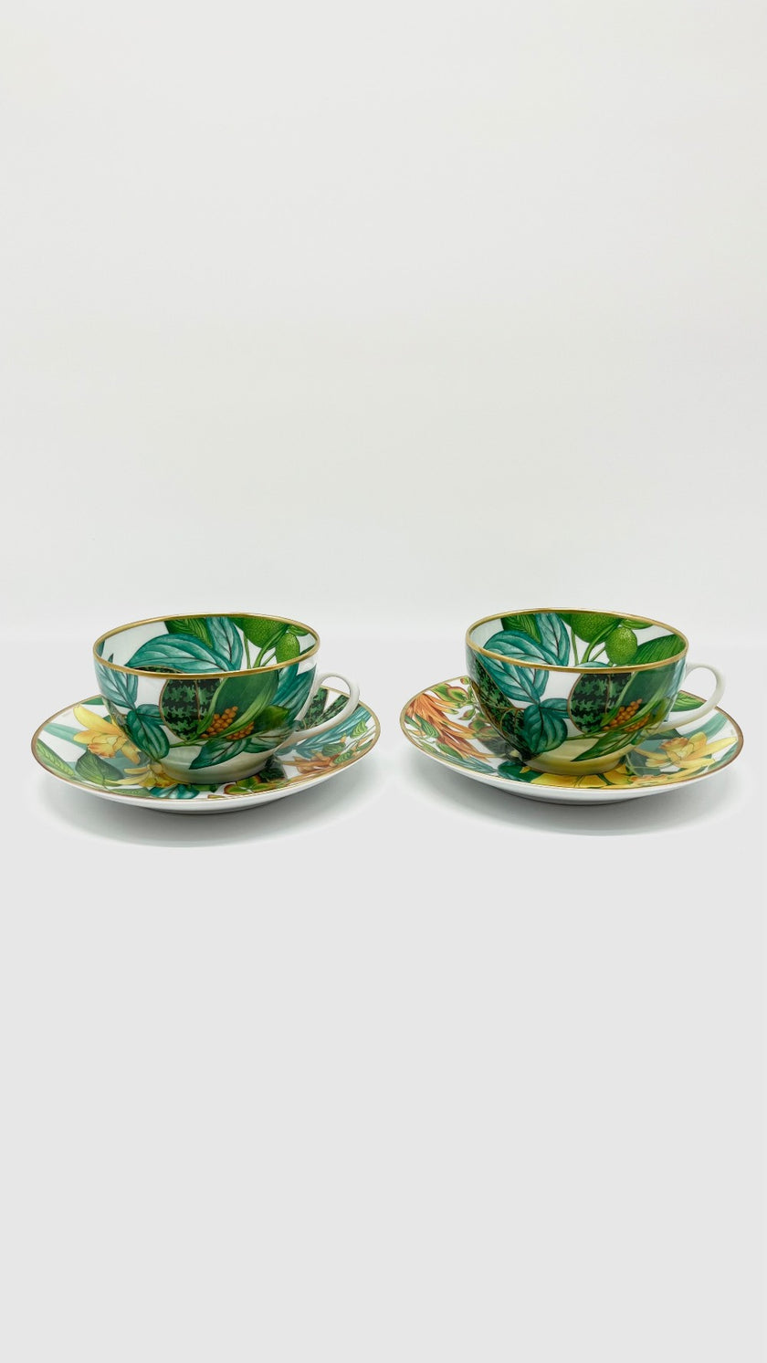 Brand New. Hermes Passifolia Breakfast Cup And Saucer Set|10562