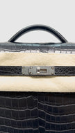 Like New. Hermes Kelly Depeches Briefcase Black Croc PHW. UPI563AP|10198