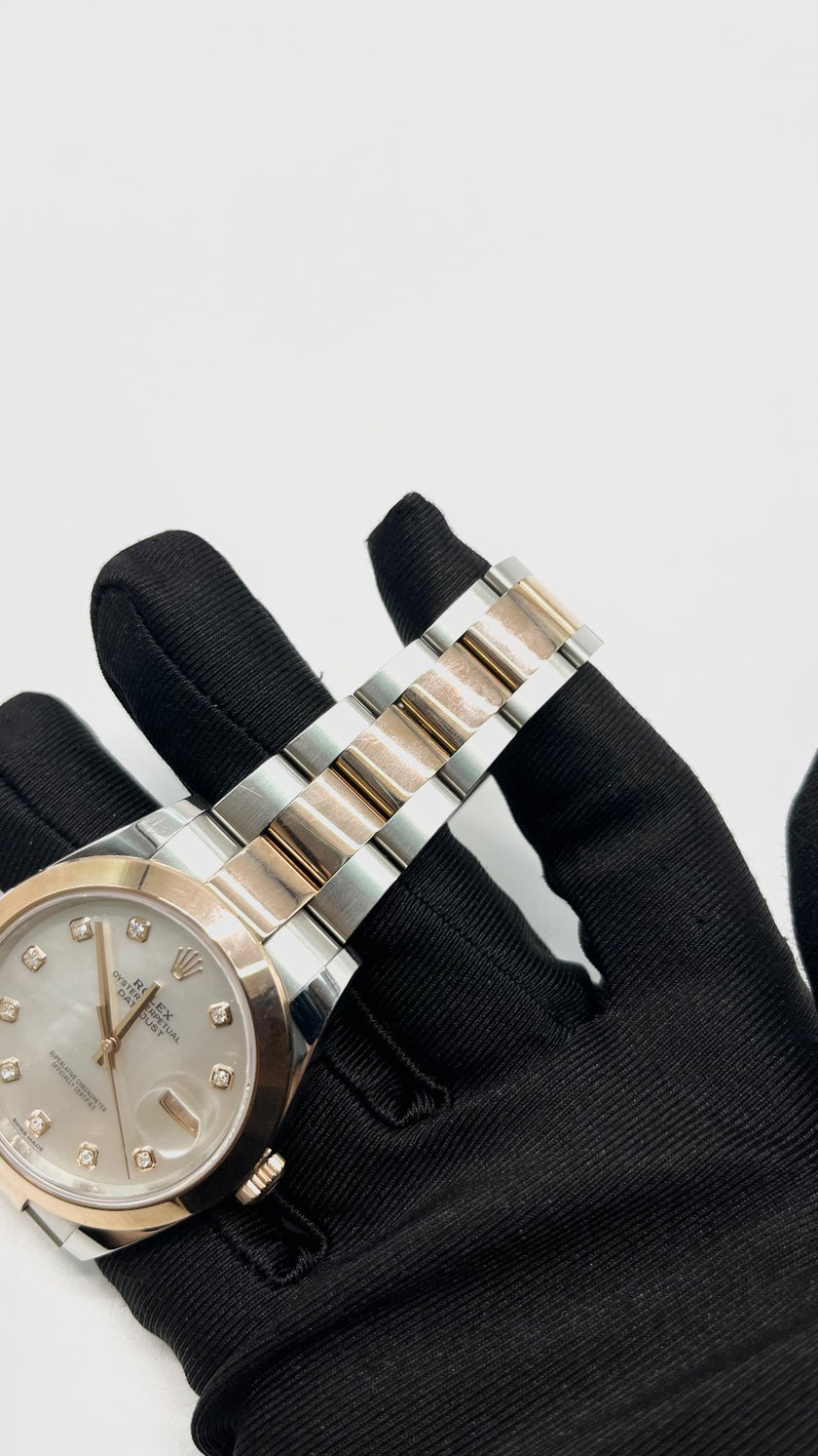 Preowned. Rolex Datejust 41 MOP Dial With Diamonds Two Tone RG/Steel Oyster 2018 41mm 12.5 links|14369