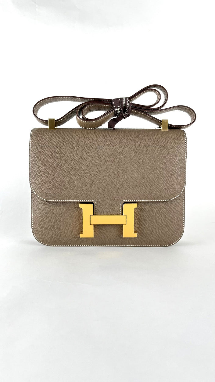 Brand New. Hermes Constance 24 Etoupe GHW Epsom. BCT387UK|4824