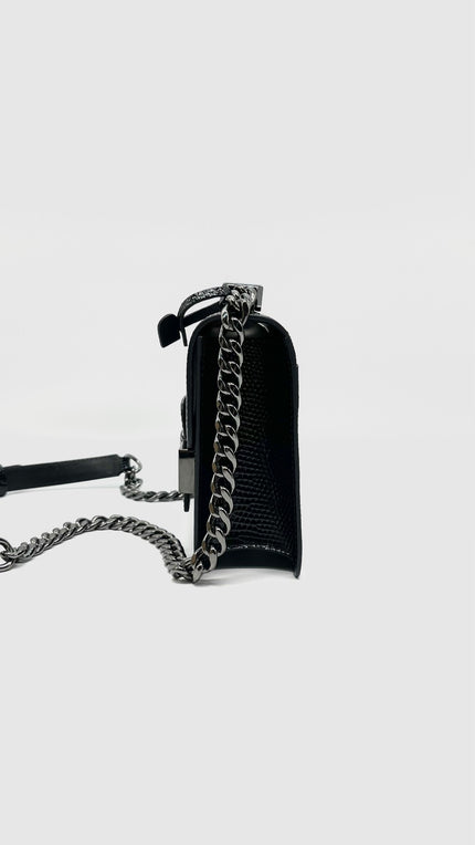 Unused. Delvaux Madame Lizard Iridescent Black|13135