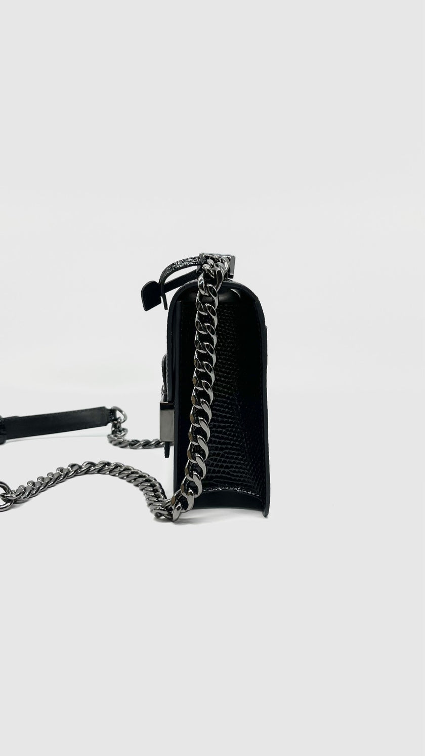 Unused. Delvaux Madame Lizard Iridescent Black|13135