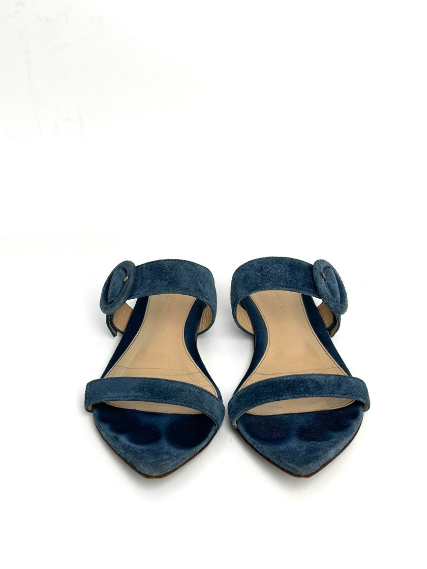 Preowned. Gianvito Rossi Sandals Suede Blue. 38|11055