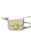 Like New. Celine Claude Mini Triomphe White|6579