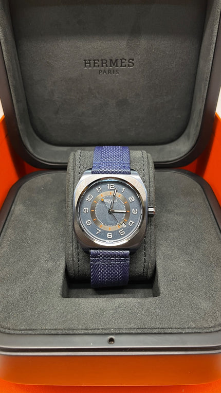 Unused. Hermes H08 Navy Blue Arabic Dial 42MM Blue Strap. S19744|11304