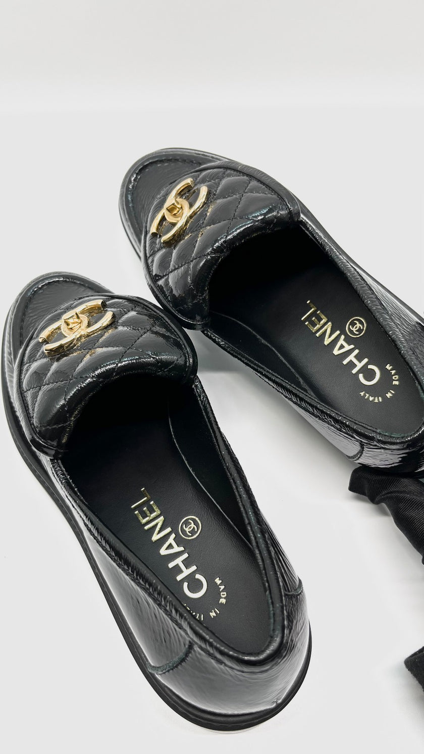 Brand New. Chanel Slip On Patent Black. 36|9640