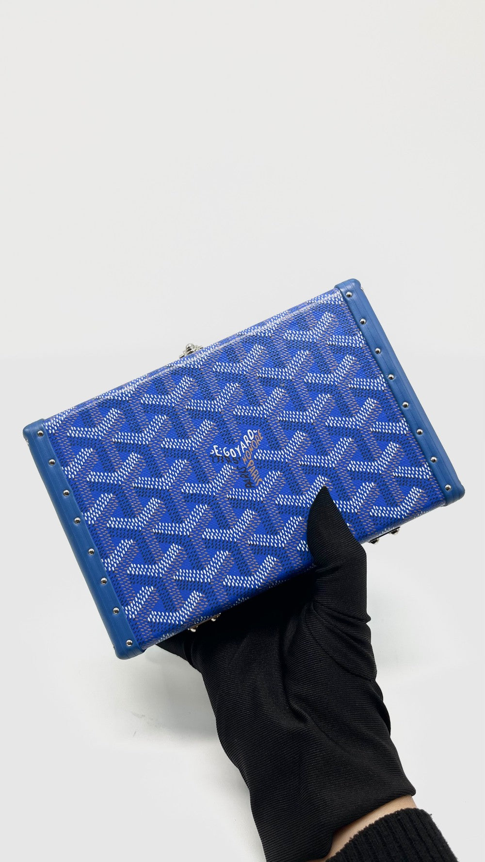 Preowned. Goyard Minaudiere Trunk Blue|14715
