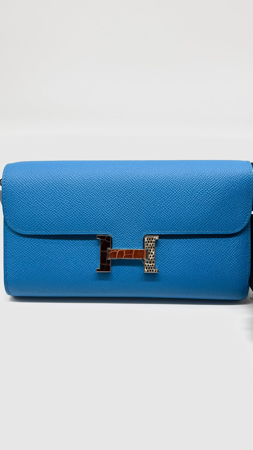 Brand New. Hermes Constance To Go Exotic HW Blue Zanzibar. UAI005IT|5516