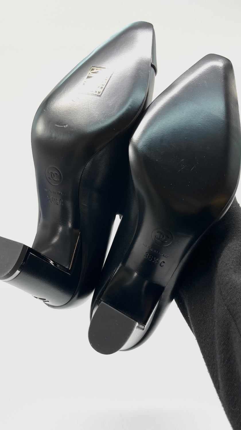Brand New. Chanel Heel Black. 36.5|9655