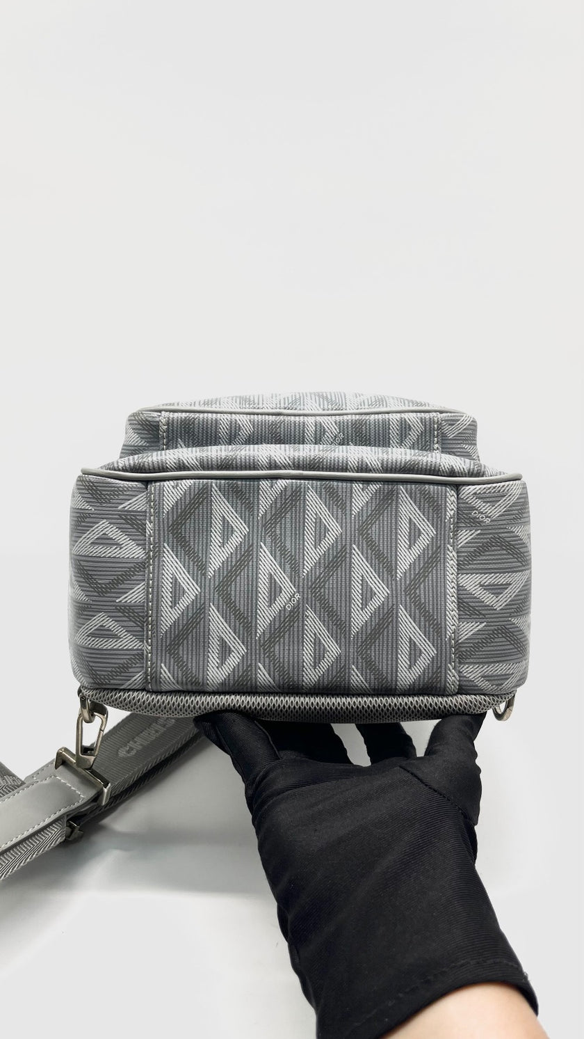 Like New. Dior Mini Rider Grey Coated Canvas Calfskin|14961