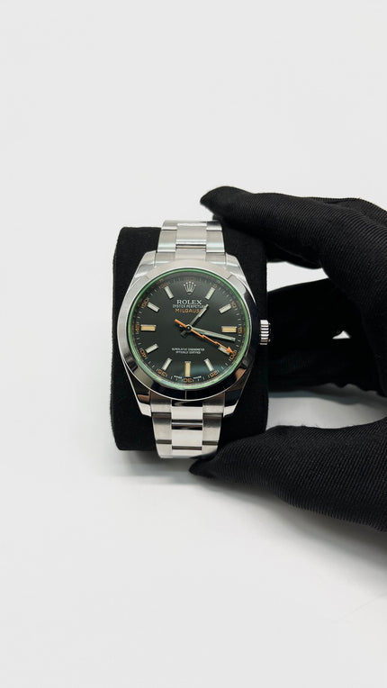 Preowned. Rolex Milgauss Black Dial Oyster Bracelet All Steel 40MM 11.5 Links 2018|14400