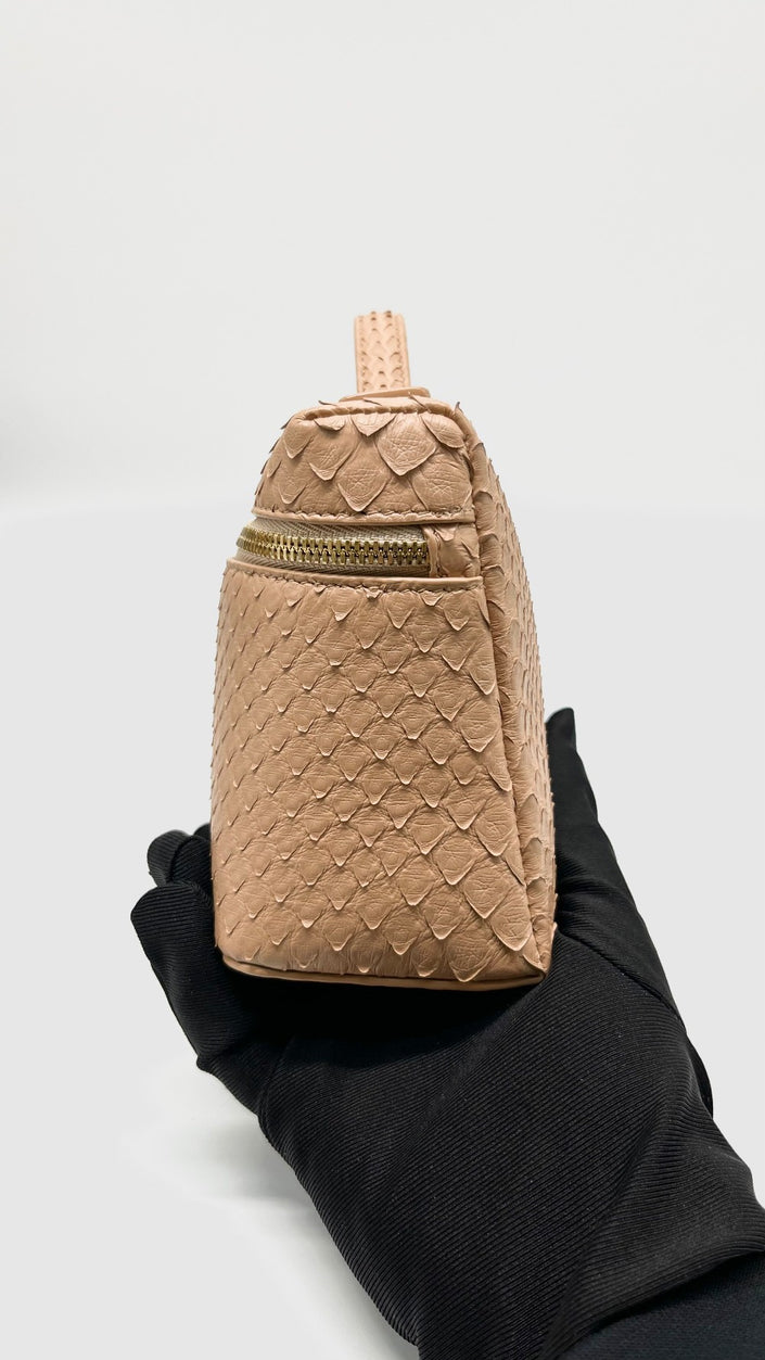 Unused. Loro Piana L19 Extra Pocket Phyton Nude GHW|10263