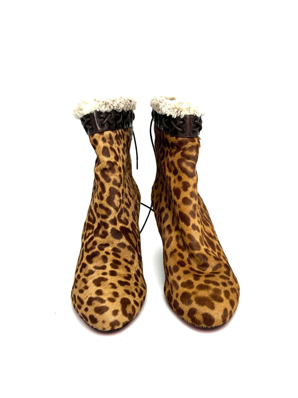 Like New. Louboutin Boots Leopard. 35.5|10661