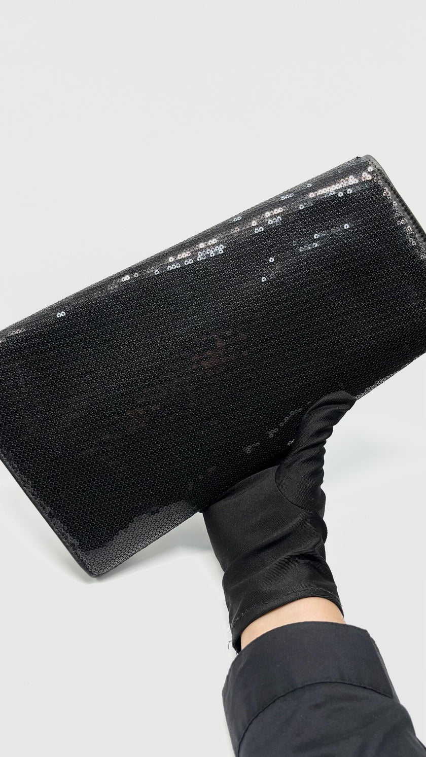 Preowned. Celine Clutch Black Sequined|12085