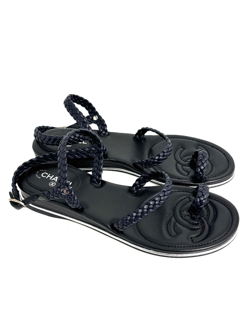 Brand New. Chanel Marine Flats Black. 37|12657