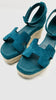 Preowned. Hermes Elda Espadrille Wedge Sandals Vert Oxford. 36|6914