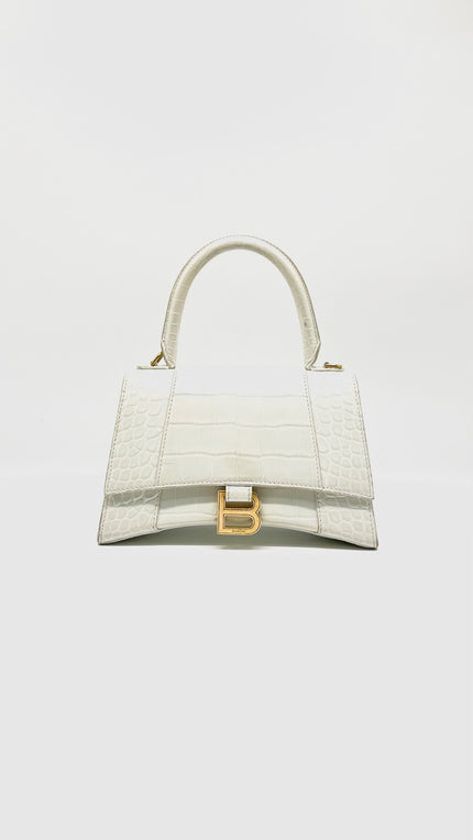 Preowned. Balenciaga Hourglass Croc White GHW|14588
