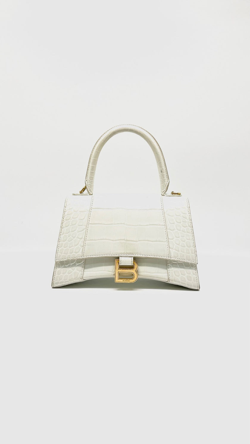 Preowned. Balenciaga Hourglass Croc White GHW|14588