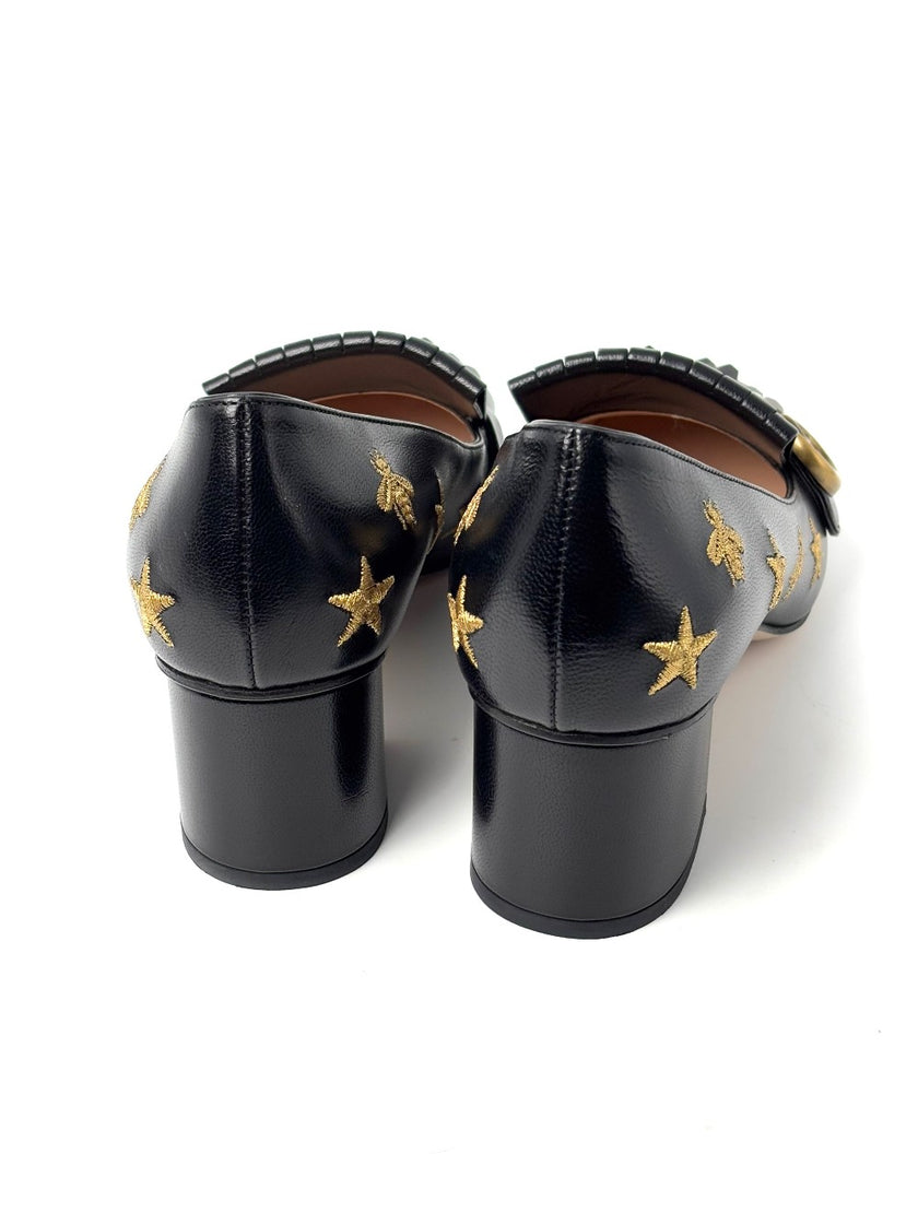 Unused. Gucci Bee Star Mid Mule Black. 40.5|8608
